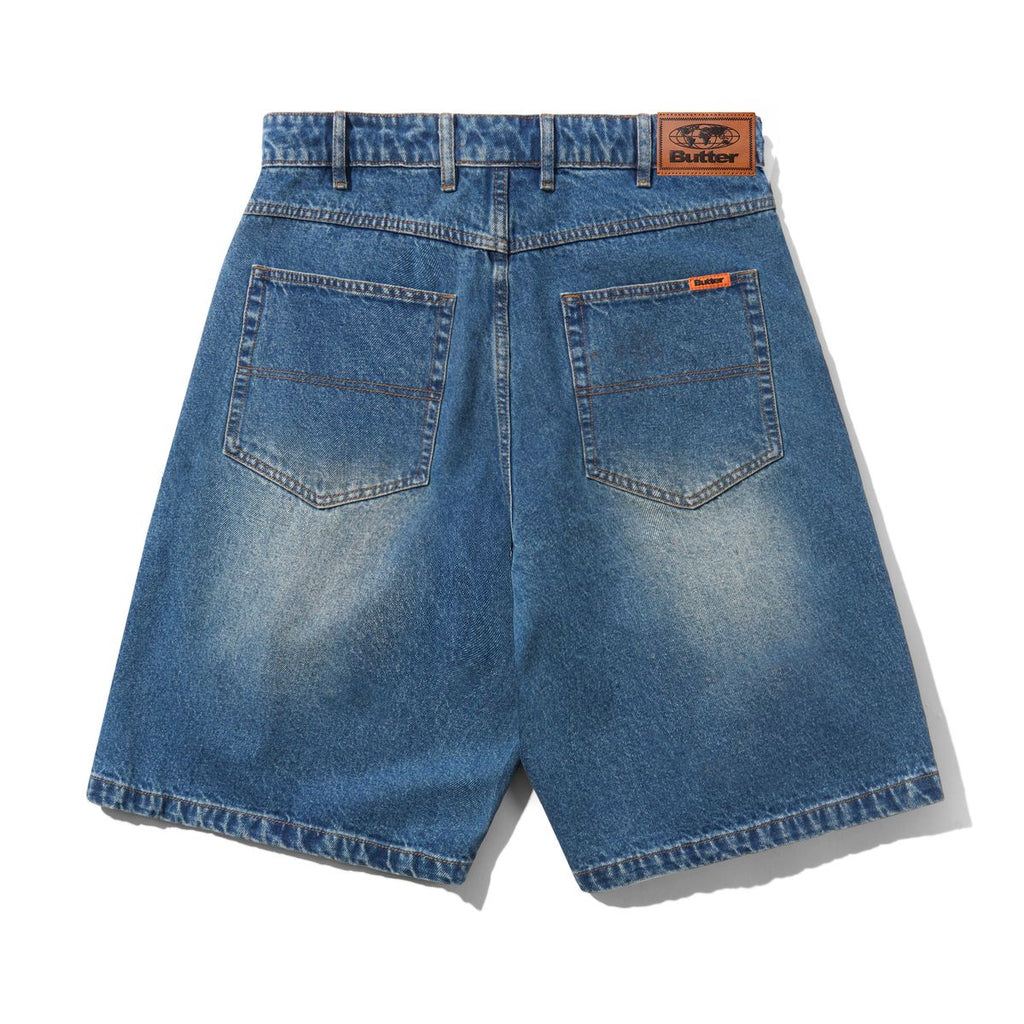 Butter Goods Baggy Denim Shorts (Distressed Indigo)
