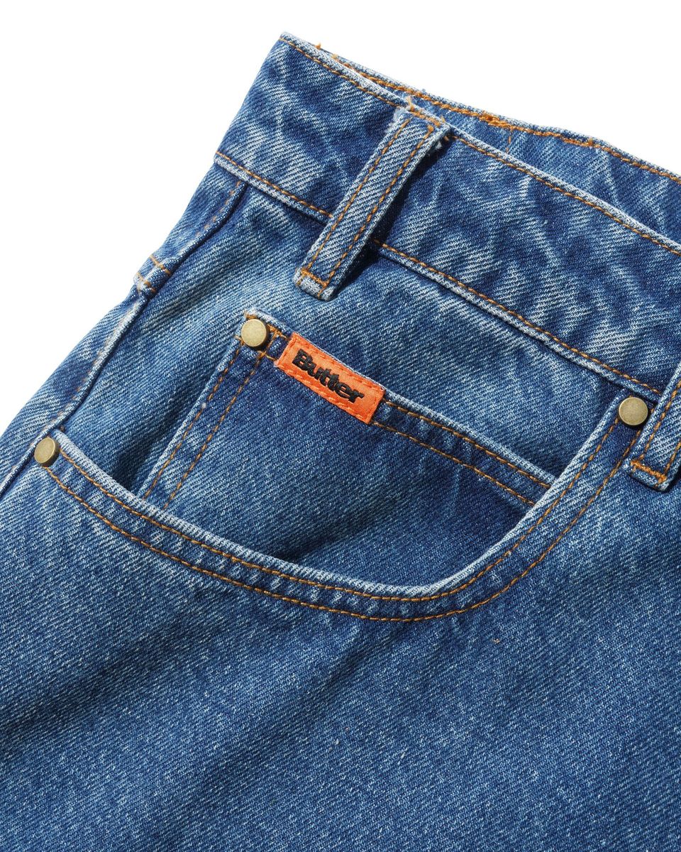 Butter Goods Baggy Denim Shorts (Distressed Indigo)