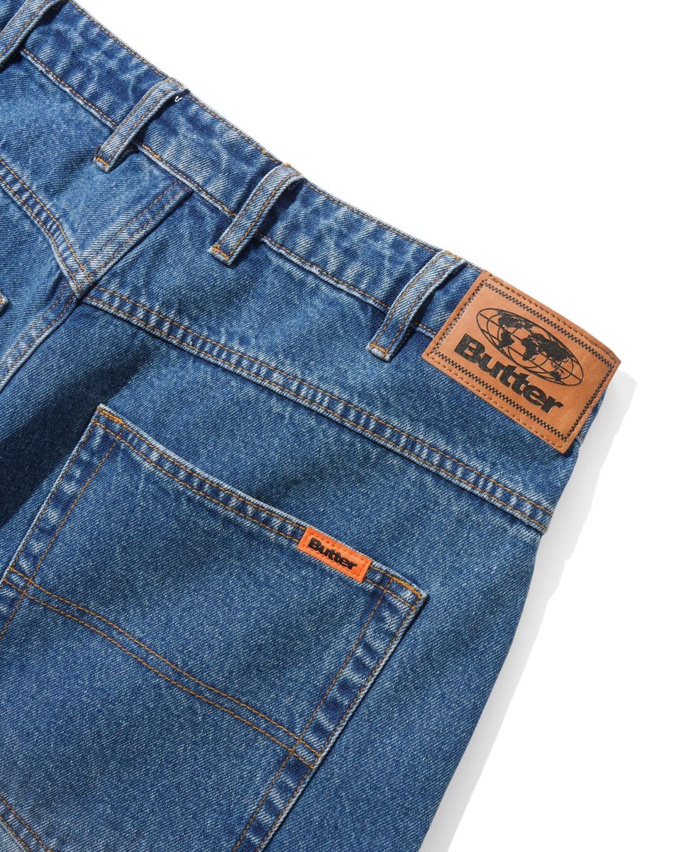 Butter Goods Baggy Denim Shorts (Distressed Indigo)