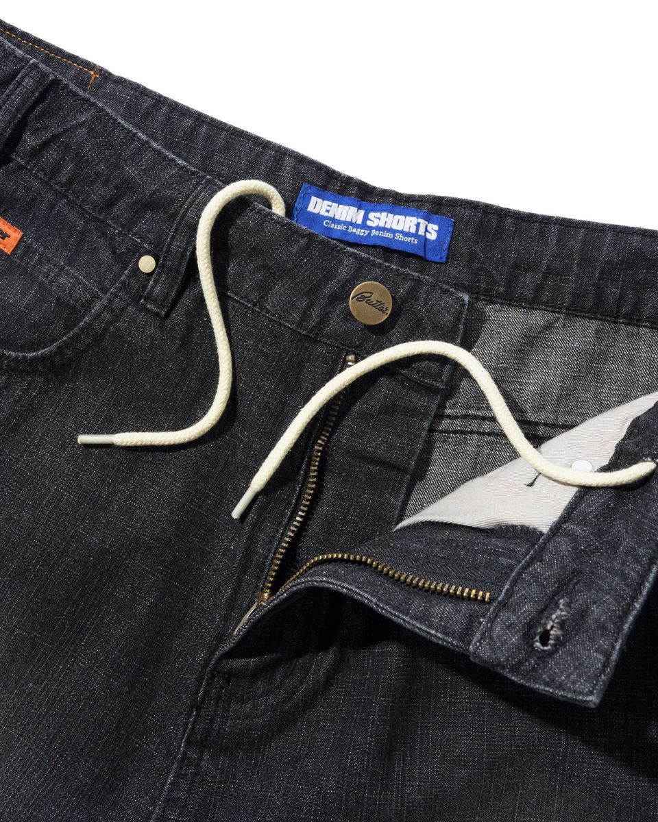 Butter Goods Baggy Denim Shorts (Slub Black)