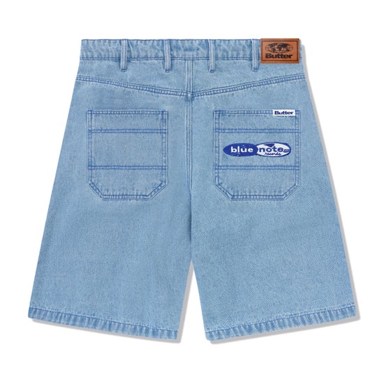 Butter Goods Pleated Denim Shorts (Washed Indigo)