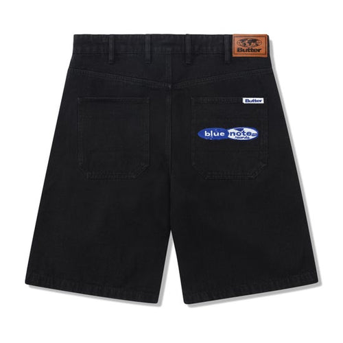 Butter Goods Pleated Denim Shorts (Washed Black)